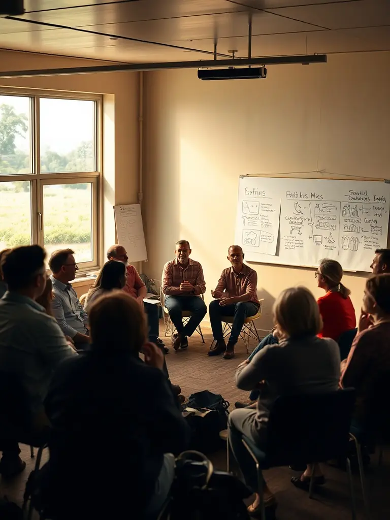 An educational seminar on biodiversity, featuring experts discussing the importance of preserving local flora and fauna.